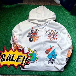 White Streetwear Graphic Jacket